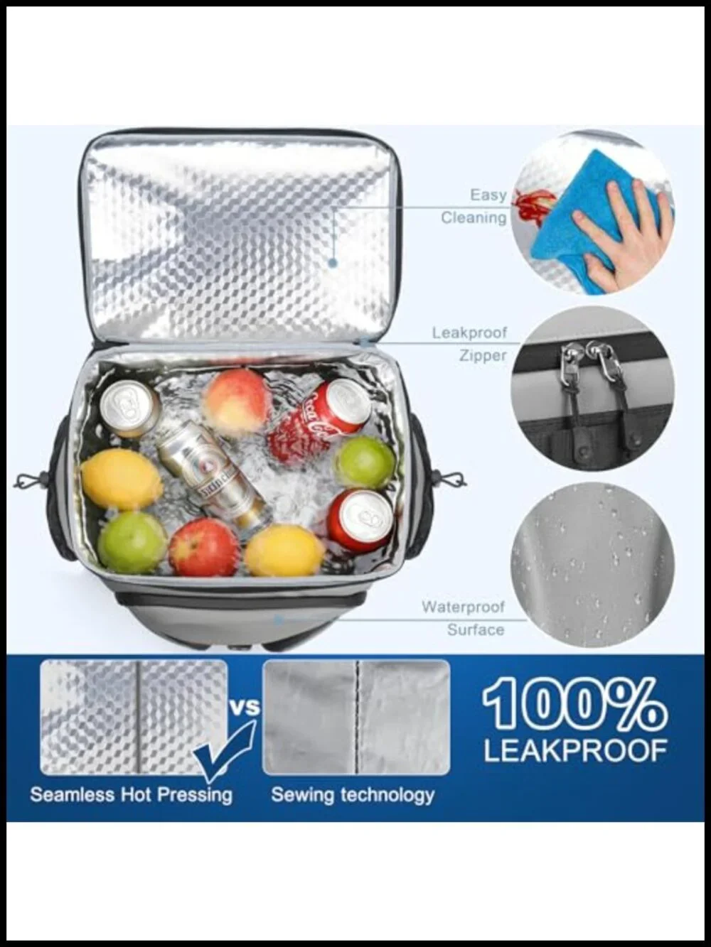 48 Can Insulated Cooler Backpack, Leakproof Double Deck, 30L